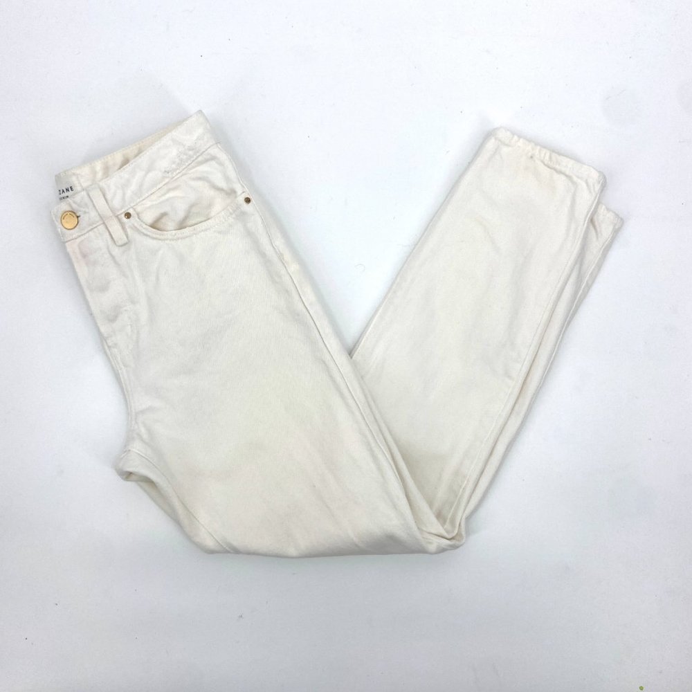 SEZANE Women's Ivory White High Rise Skinny Slim Leg Denim Jeans Size 28